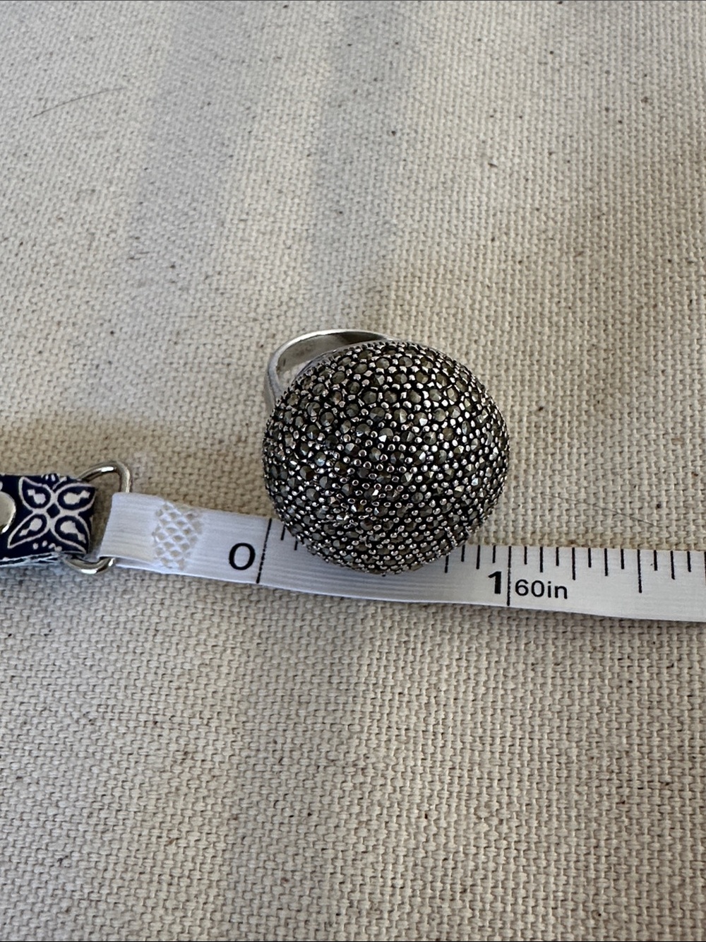 Marcasite Sterling Silver Dome Cocktail Ring - 925 Silver - Picture 6 of 6